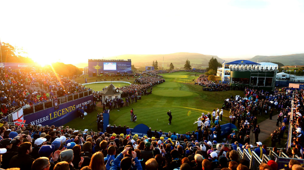 Trou 1 à la Ryder Cup 2014 à Gleneagles sur le parcours PGA Centenary en Ecosse