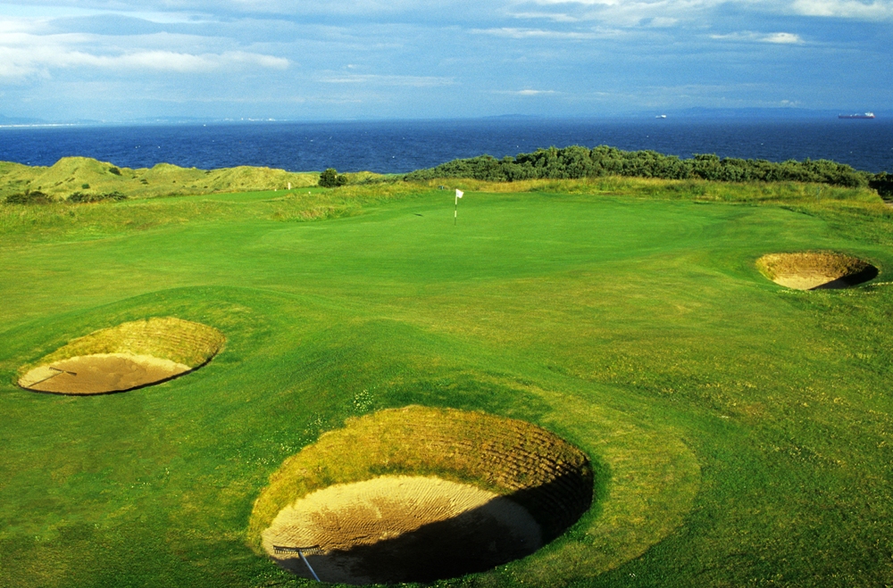 Bunkers et green sur le parcours de Gullane n°2