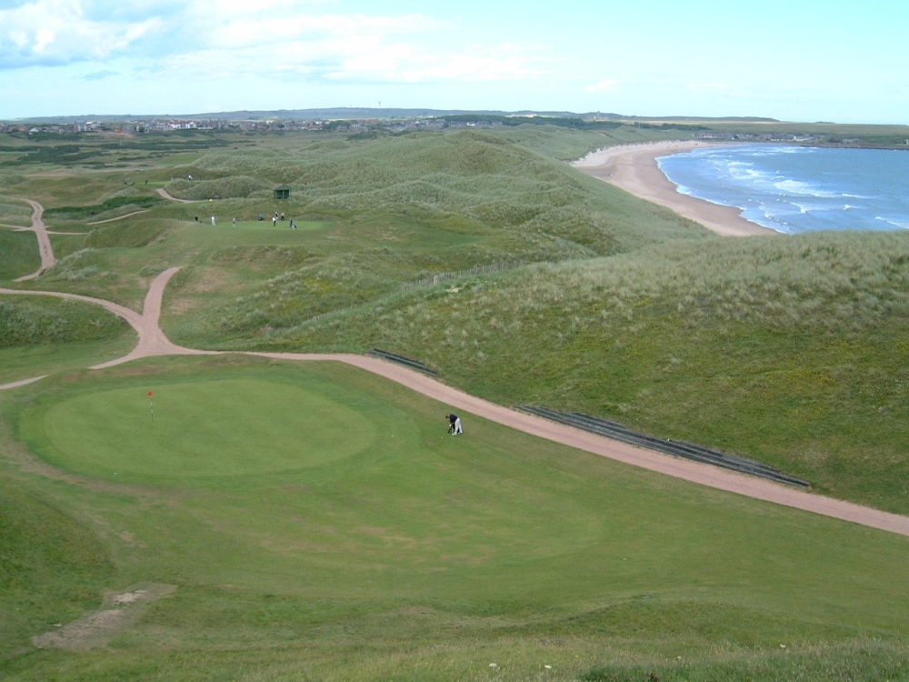Vue sur le green sur le parcours de Cruden Bay