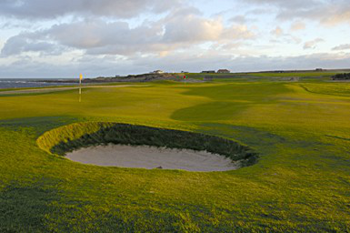Bunker et green sur le parcours de Crail Balcomie