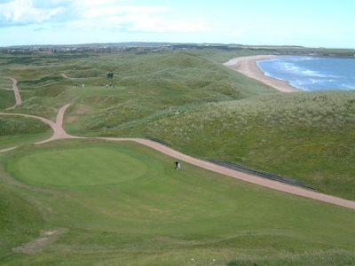 Vue sur le green sur le parcours de Cruden Bay