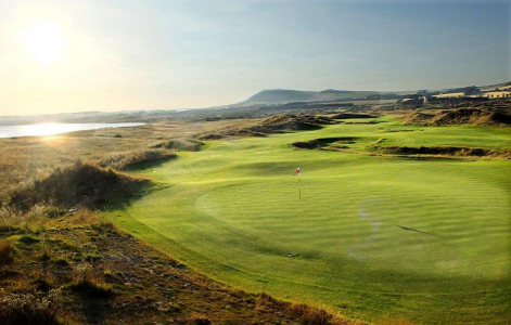 Trou sur le parcours de golf de Dumbarnie Links en Ecosse proche de St Andrews