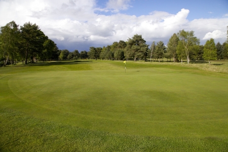 Un large green du golf de Ladybank.