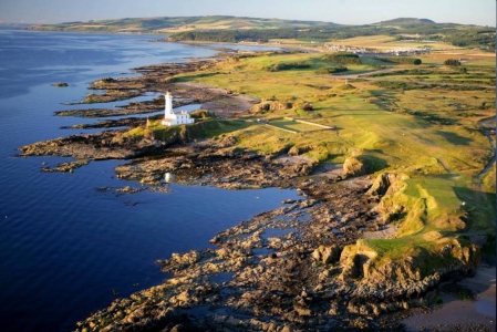 Vue aerienne sur le parcours Ailsa de Turnberry