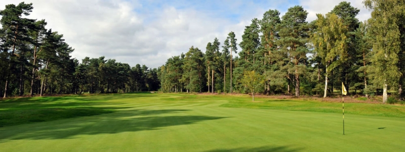 Vue arrière d'un trou sur le parcours de Rosemount au club de Blairgowrie